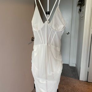 Mesh corset cream mini dress